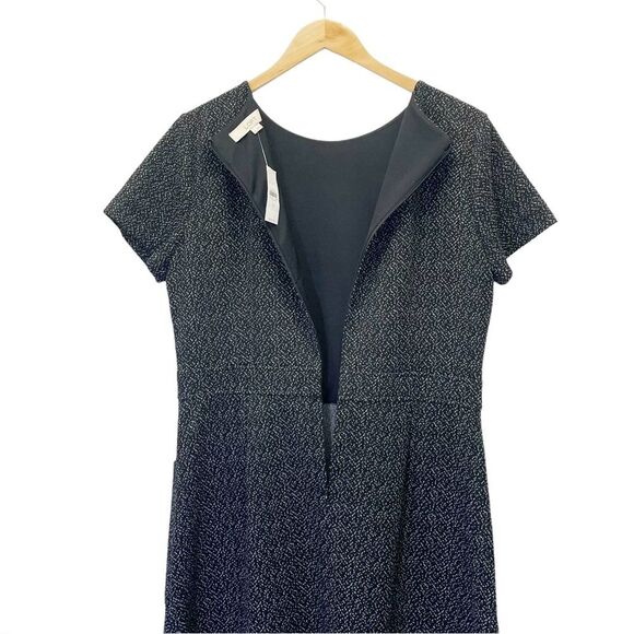 NWT LOFT Retro Tweed Fit & Flare Patch Pocket Mod Dress Black White Size 12 NEW - Picture 7 of 11